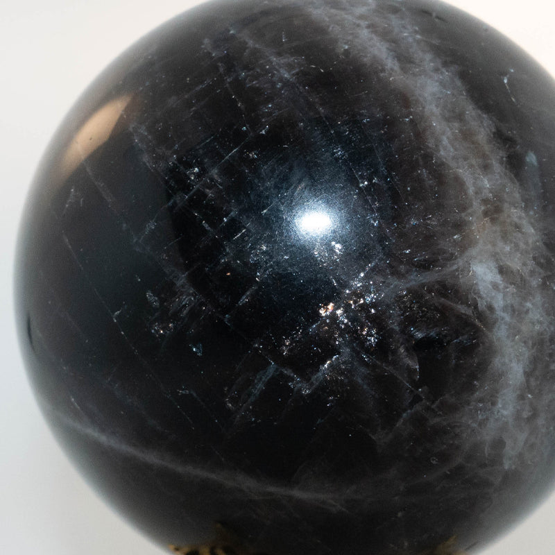 モリオン(黒水晶)丸玉《53mm球/金色台座付》チベット産