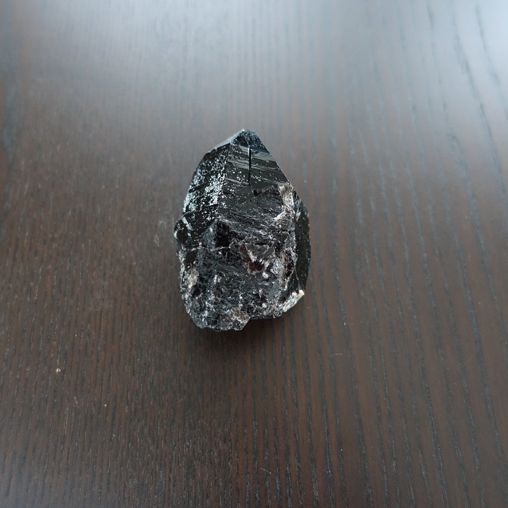 モリオン(黒水晶)原石ポイント 175g/77mm《漆黒の美しさ》チベット産