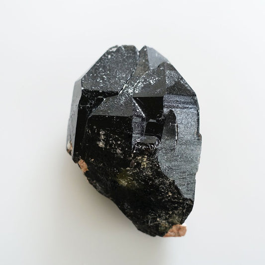 希少！天然モリオン（黒水晶）原石ポイント 393.9g/105mm《非加熱/ソウルメイトツイン/カテドラル/長石共生》中国山東省産