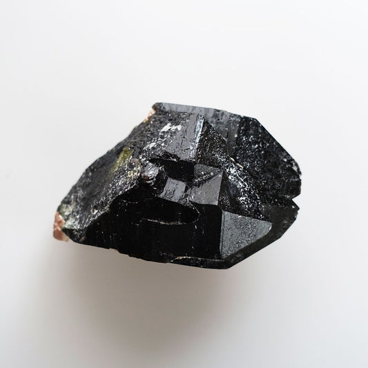 希少！天然モリオン（黒水晶）原石ポイント 393.9g/105mm《非加熱/ソウルメイトツイン/カテドラル/長石共生》中国山東省産